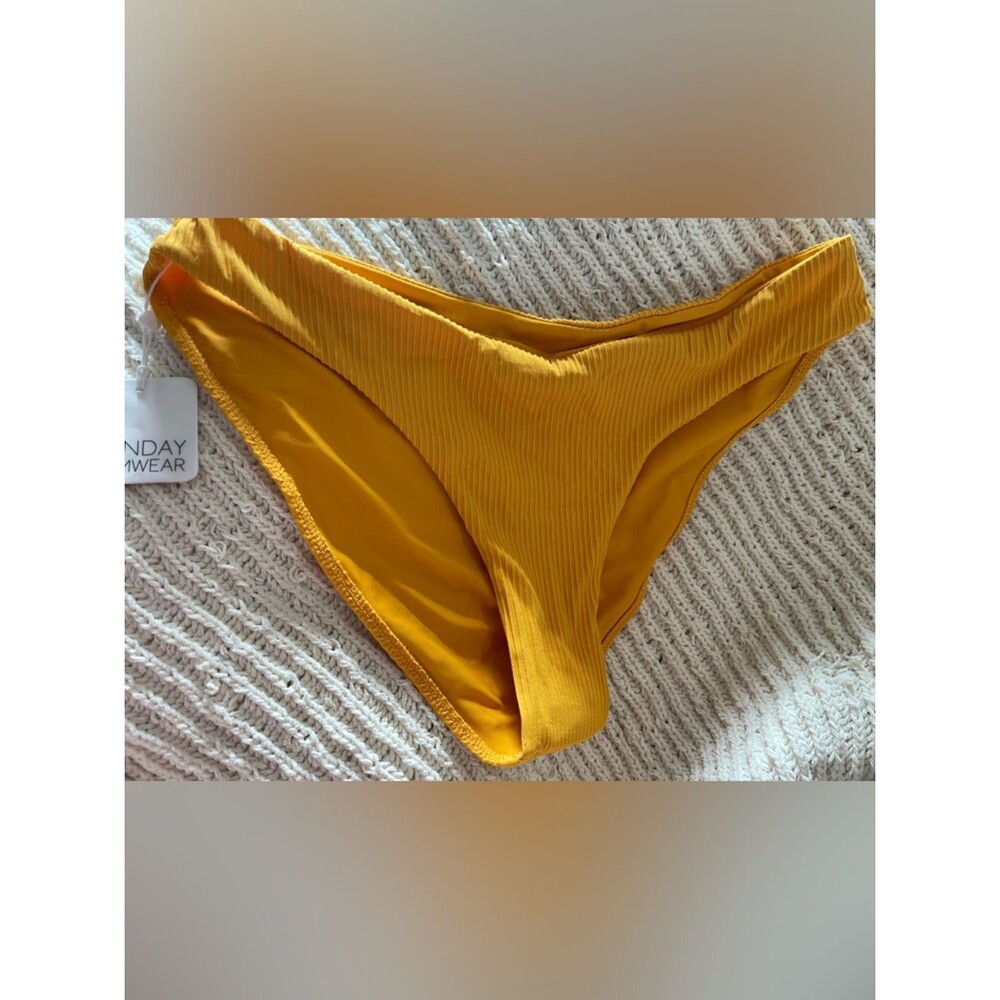 Monday Swimwear Mustard Yellow Ribbed Bikini Bottom